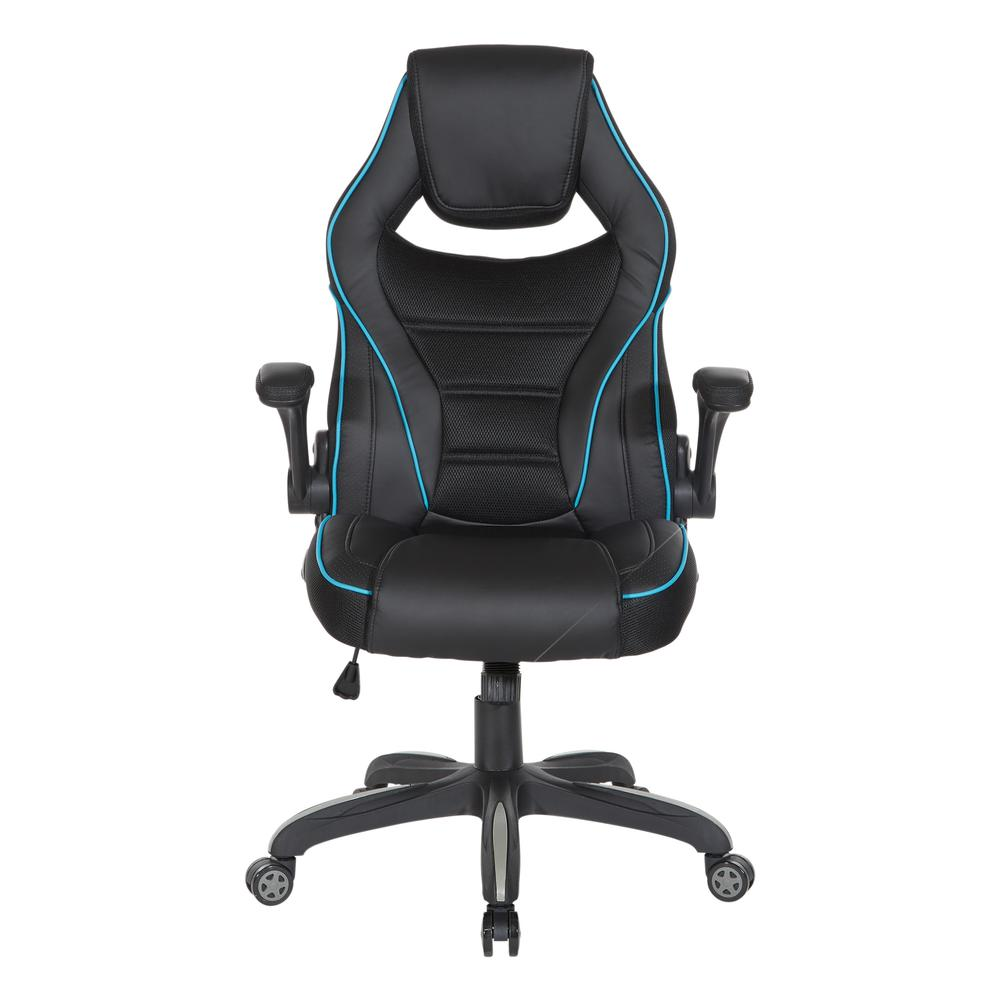 Blue Xeno Gaming Chair in faux leather with adjustable armrests and high back support, by Start2Finish.