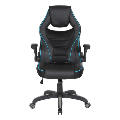 Blue Xeno Gaming Chair in faux leather with adjustable armrests and high back support, by Start2Finish.