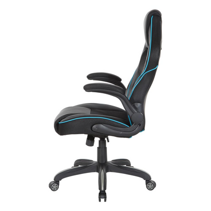 Blue Xeno Gaming Chair by Start2Finish with faux leather upholstery, ergonomic design, adjustable armrests, and high back support.