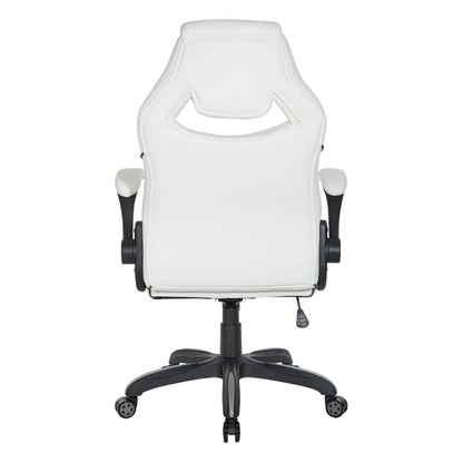 Xeno gaming chair in white faux leather with adjustable armrests and high back support by Start2Finish.