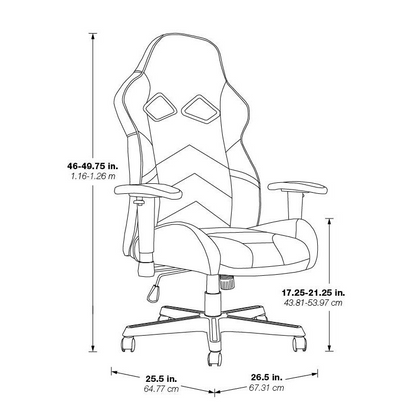 Vapor Gaming Chair in black faux leather with red accents, ergonomic design, adjustable armrests, and high back support from Start2Finish.