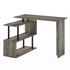 Start2Finish Furinno Moore L-shape computer desk with three-tier shelves in French Oak and black finish.
