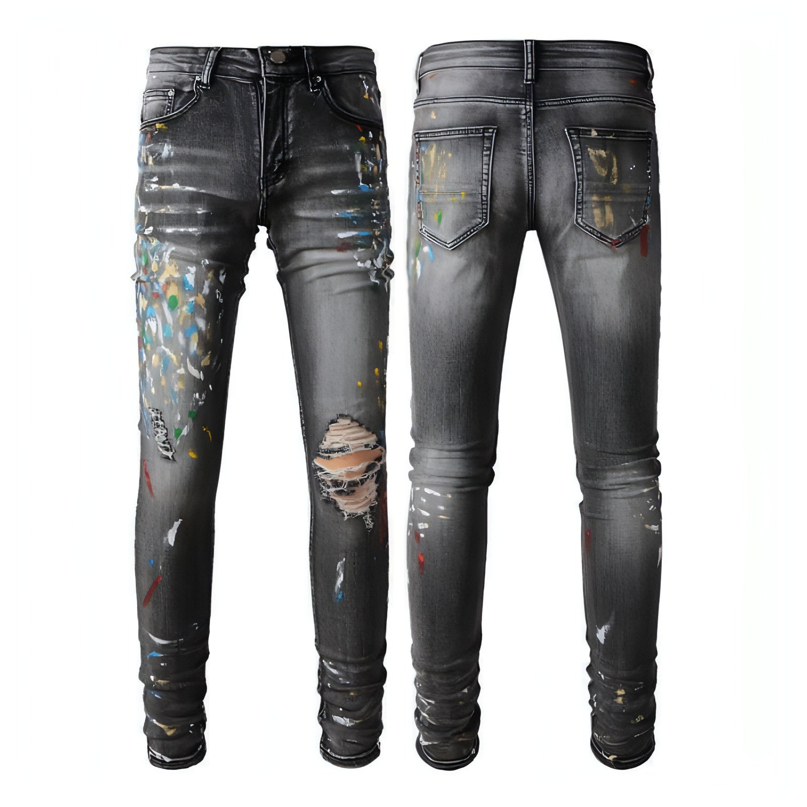 DenimDare™ Washed Elastic Slim Fitting Gray Jeans For Men