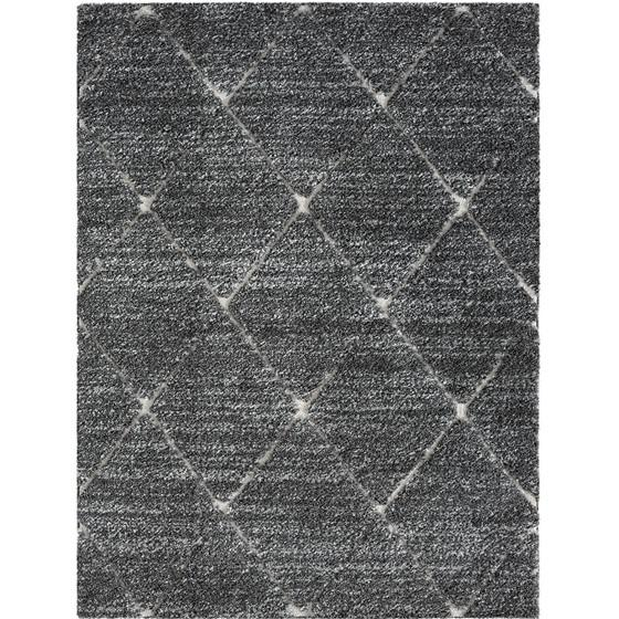 Start2Finish Talas Trellis area rug in grey and cream with geometric trellis pattern, plush texture, perfect for living rooms or bedrooms.