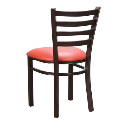 Red Baxter metal side chairs from Start2Finish, set of 2, with sleek metal frames and cushioned seats for modern dining or office use.