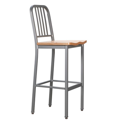 Set of two silver Frazier metal barstools by Start2Finish, featuring sleek modern design and sturdy construction.
