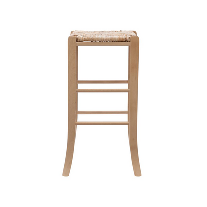 Set of two Gianna backless barstools by Start2Finish in natural finish, showcasing sleek wooden design with sturdy legs.