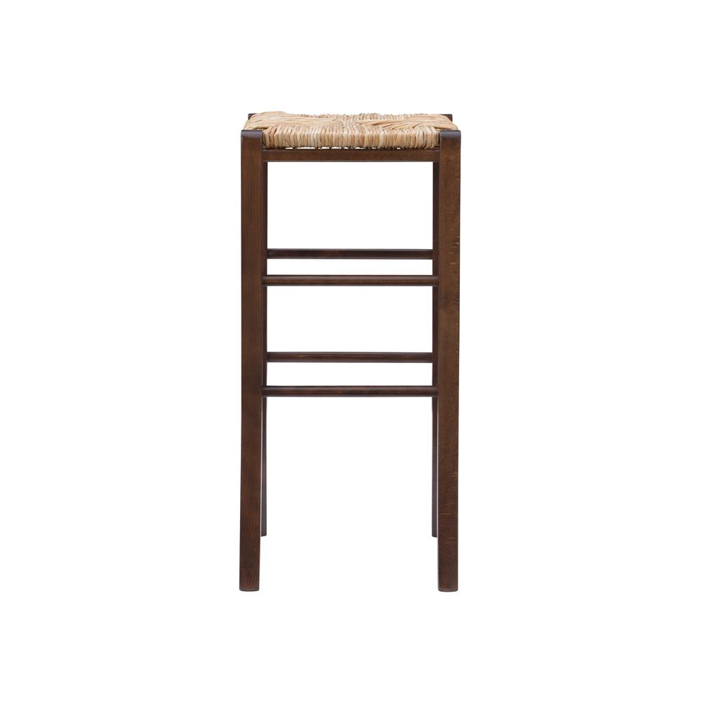 Set of two Gianna backless barstools by Start2Finish with walnut finish, showcasing sleek wooden seats and sturdy legs.