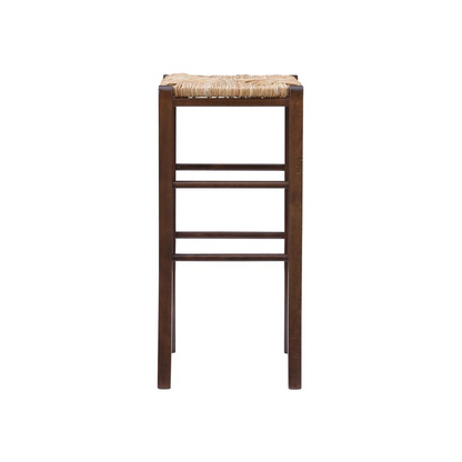 Set of two Gianna backless barstools by Start2Finish with walnut finish, showcasing sleek wooden seats and sturdy legs.