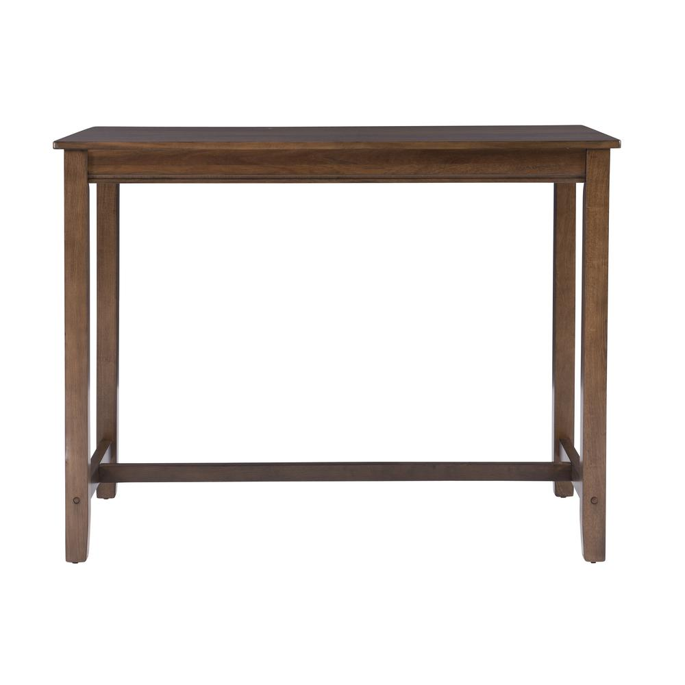 Start2Finish Claridge 36-inch rustic brown counter height pub table with sturdy wooden legs and a smooth tabletop surface.