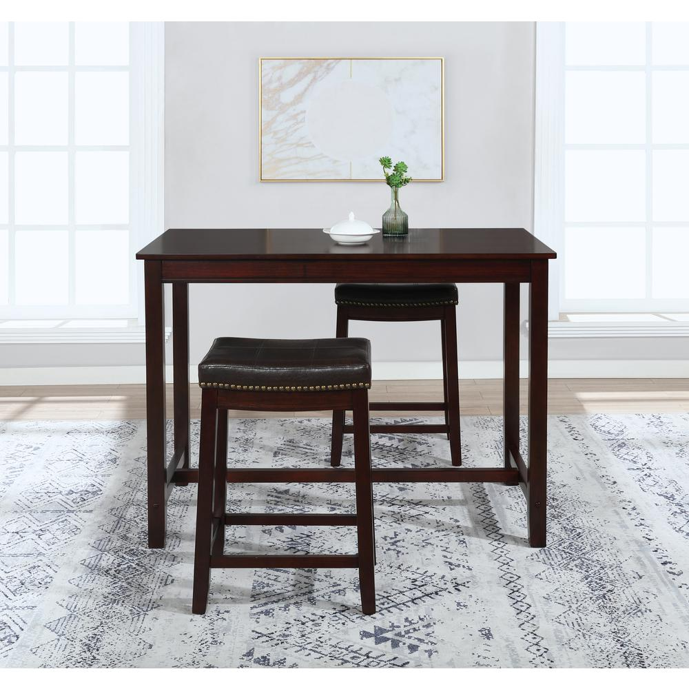 Claridge 36-inch walnut counter height pub table by Start2Finish, showcasing its sturdy wooden construction and sleek design.