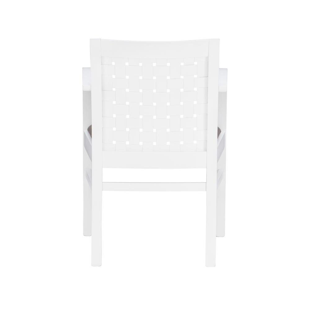 White Samantha woven arm chair by Start2Finish with a sturdy frame and comfortable woven seat, modern home furniture.