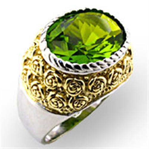 32804 - Reverse Two-Tone 925 Sterling Silver Ring with Synthetic