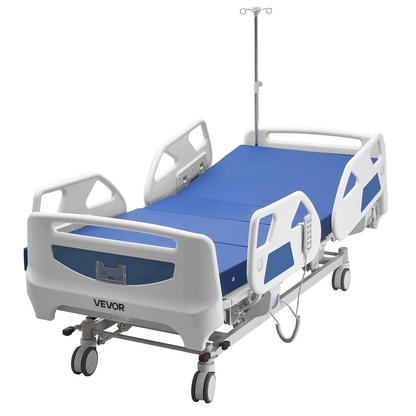 Start2Finish VEVOR 5-Function Electric Hospital Bed with Trendelenburg, locking casters, and 550lbs capacity in a home hospital setting