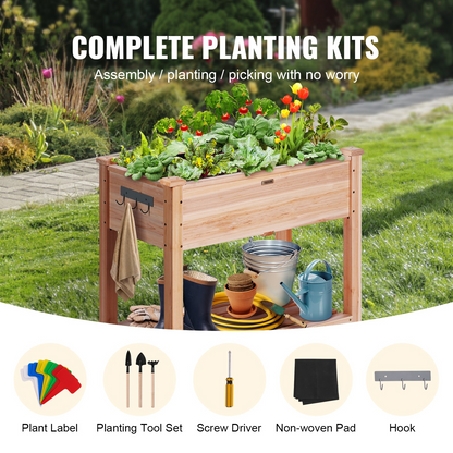 Start2Finish VEVOR raised wooden garden bed, 34x18x30 inches, outdoor planter box with legs for flowers, vegetables, and herbs.