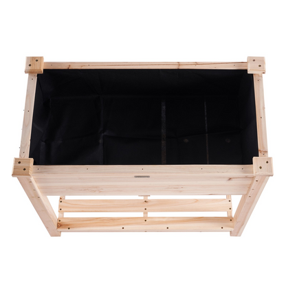 Start2Finish VEVOR raised garden bed, wooden planter box with legs, 34x18x30 inches for growing flowers, vegetables, or herbs outdoors.