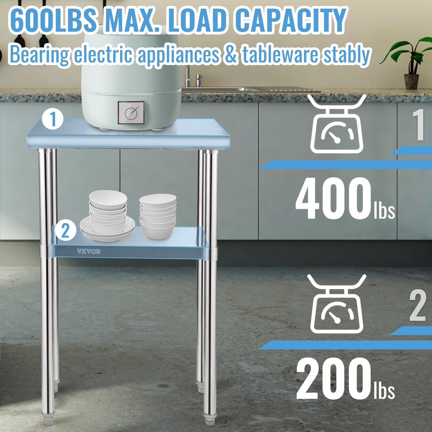 Start2Finish stainless steel prep table with adjustable undershelf, heavy-duty metal work surface, ideal for commercial kitchens and garages.