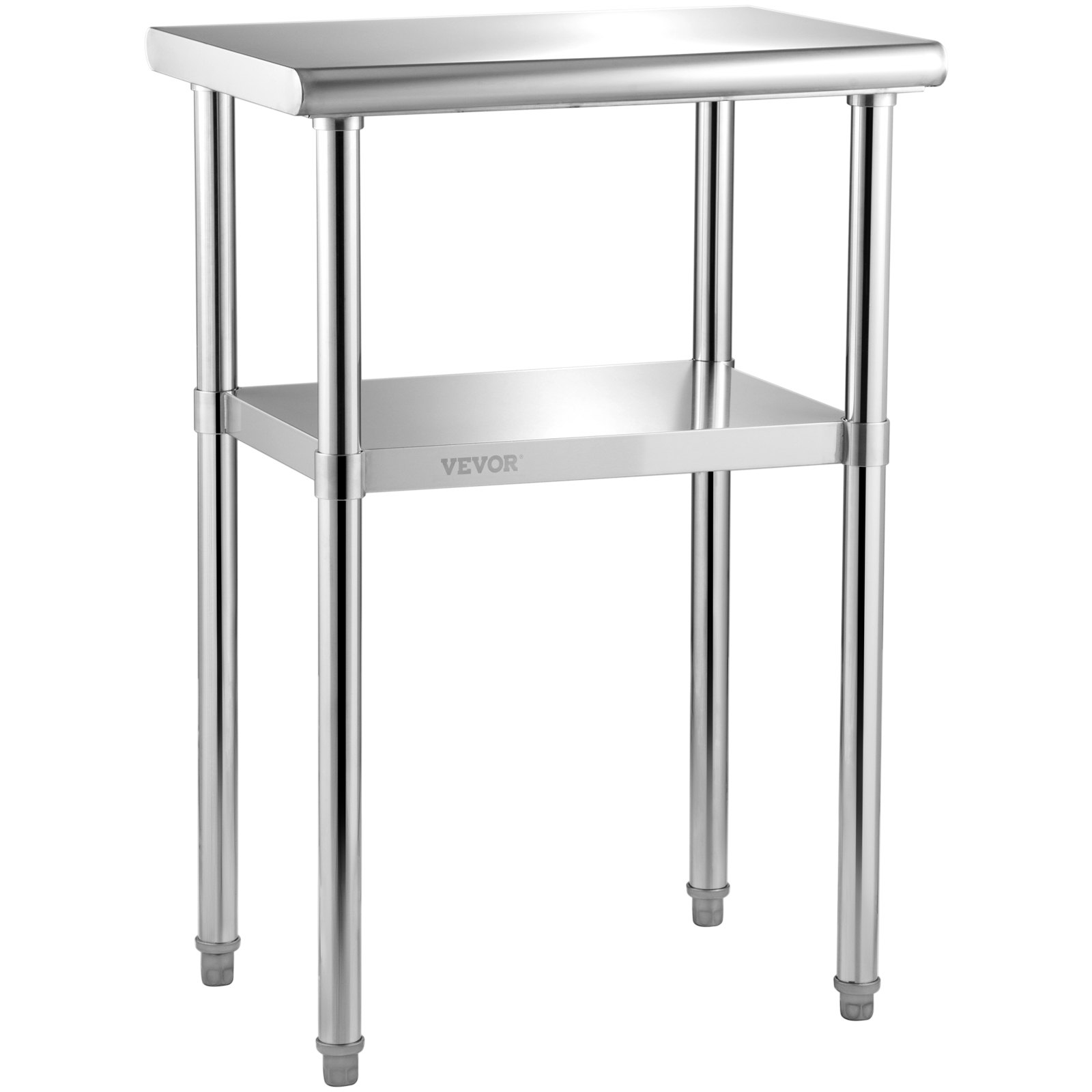 Start2Finish VEVOR stainless steel prep table with adjustable undershelf, heavy-duty 24x18x36-inch work surface in a commercial kitchen setting.