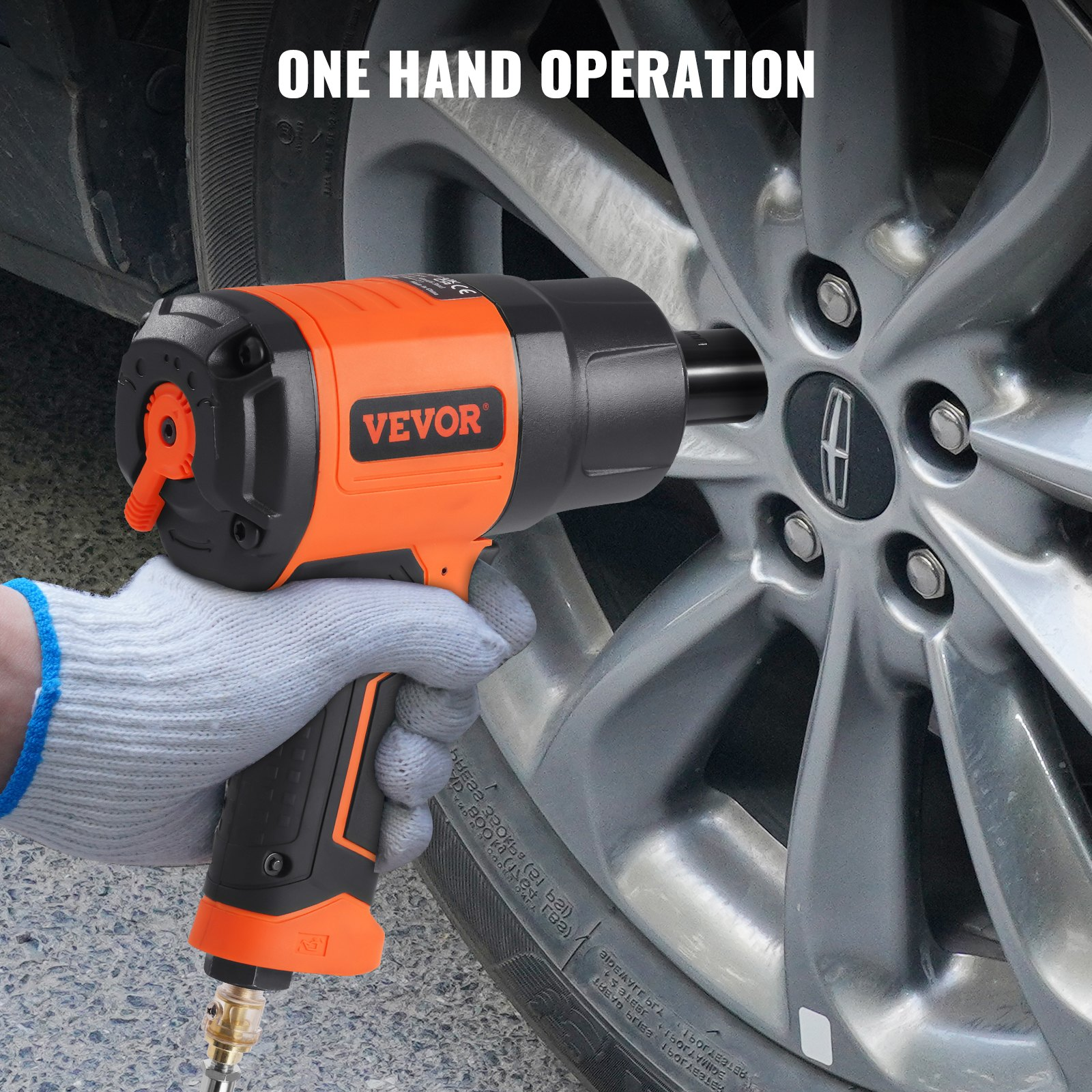 Start2Finish VEVOR 1/2-inch air impact wrench with high torque, lightweight design, 11-piece socket set, and carrying case.