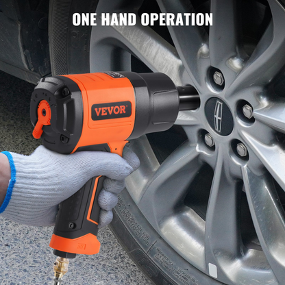 Start2Finish VEVOR 1/2-inch air impact wrench with high torque, lightweight design, 11-piece socket set, and carrying case.