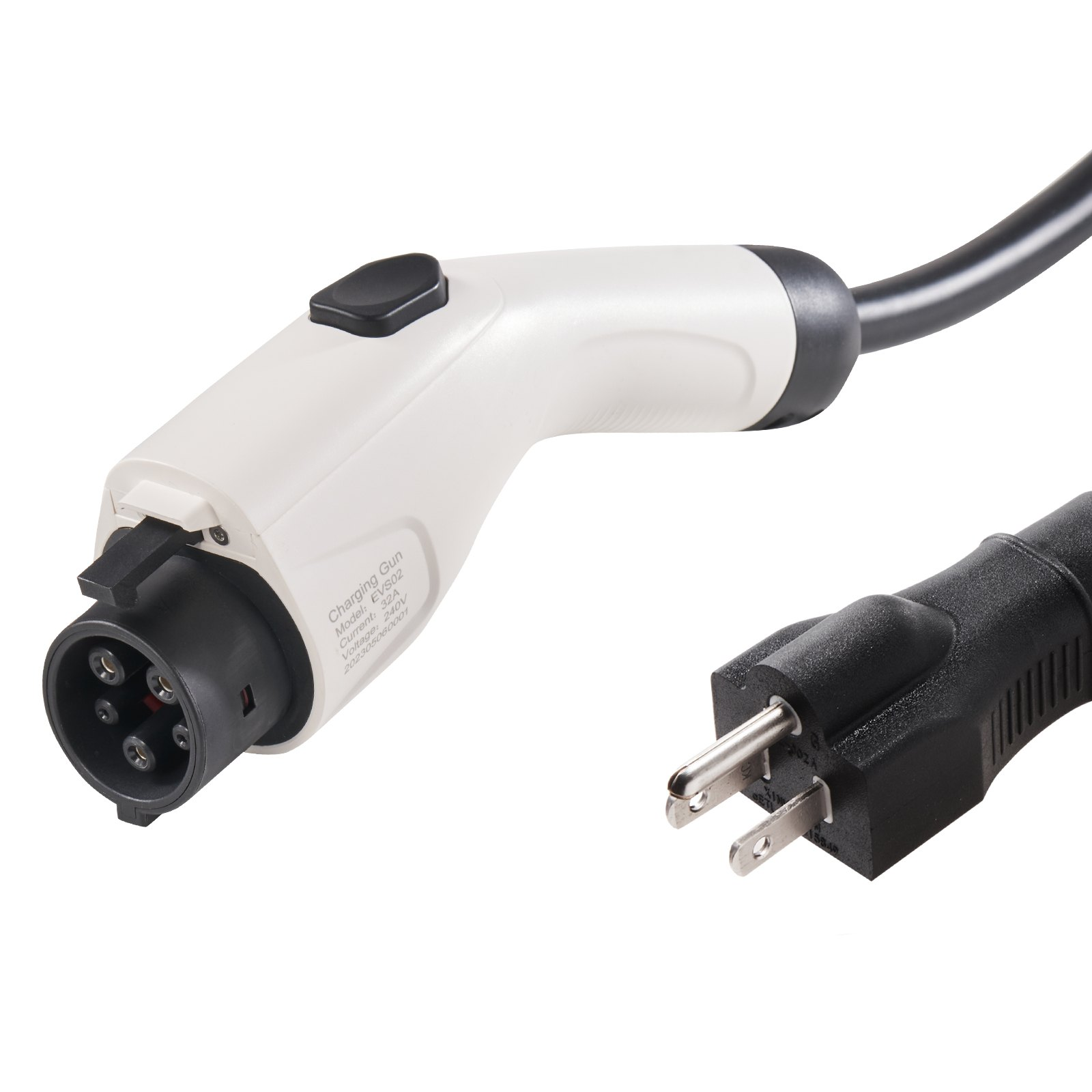Start2Finish VEVOR Level 1+2 portable EV charger with 28-foot cable, NEMA 6-20P plug, for SAE J1772 electric vehicles.