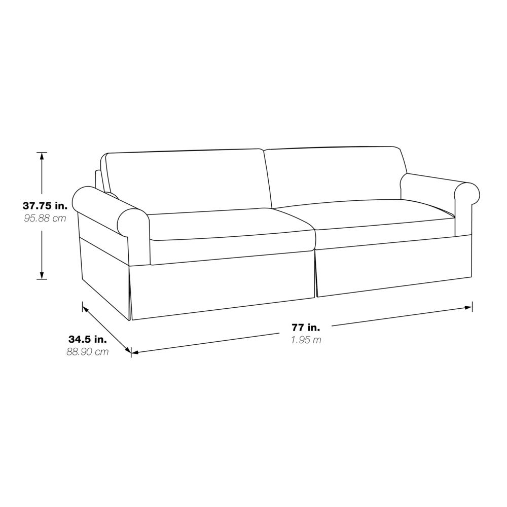 Start2Finish navy fabric slip cover sofa showing fitted cover on a modern couch with tailored fit and durable upholstery.
