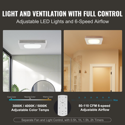 Start2Finish VEVOR bathroom exhaust fan, 110 CFM, high-efficiency ventilation, all-copper motor, low noise ceiling fan for various ceilings