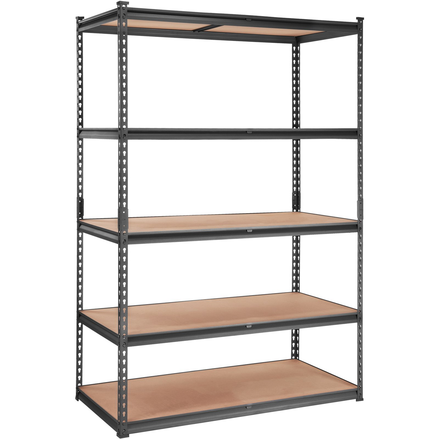 Start2Finish VEVOR 5-tier heavy-duty metal storage shelving unit with adjustable shelves, black finish, 48x24x72 inches for garage and pantry