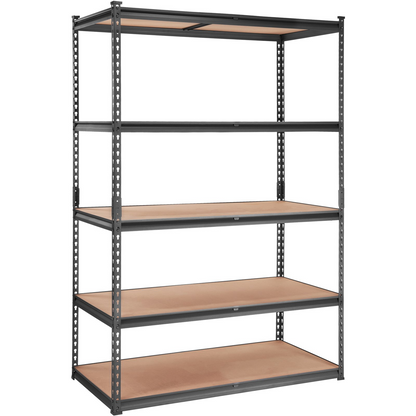 Start2Finish VEVOR 5-tier heavy-duty metal storage shelving unit with adjustable shelves, black finish, 48x24x72 inches for garage and pantry