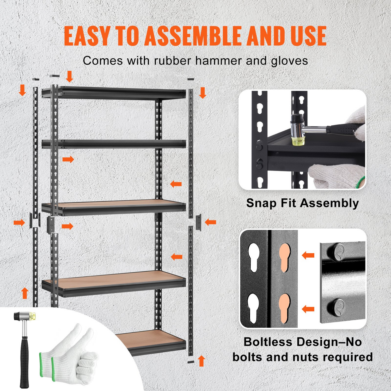 Start2Finish VEVOR 5-tier heavy-duty metal shelving unit with adjustable black garage shelves, 2000 lbs capacity, 30" x 12" x 60"