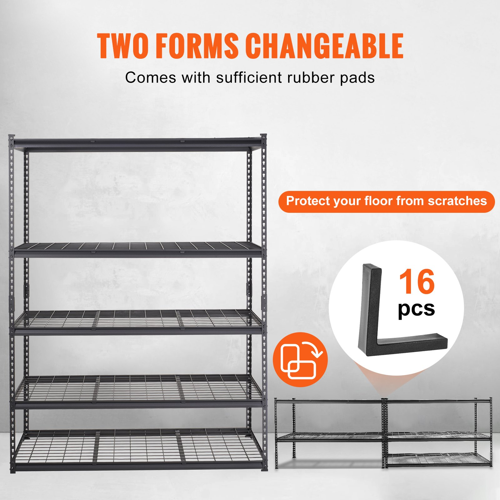 Start2Finish VEVOR 5-tier heavy-duty black metal storage shelving unit with wire racks, adjustable height, ideal for garage or pantry organization