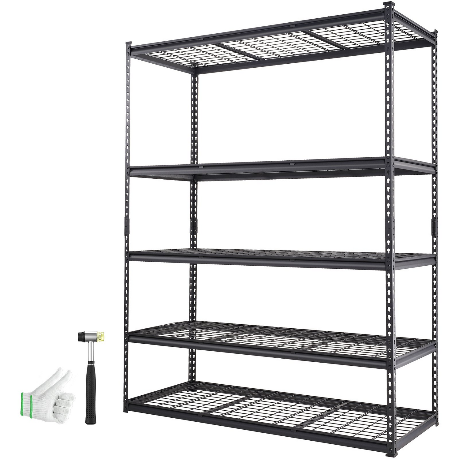 Start2Finish VEVOR 5-tier black metal storage shelving unit with adjustable shelves, heavy-duty garage wire rack, 60" L x 24" W x 78" H