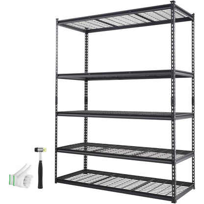 Start2Finish VEVOR 5-tier black metal storage shelving unit with adjustable shelves, heavy-duty garage wire rack, 60" L x 24" W x 78" H