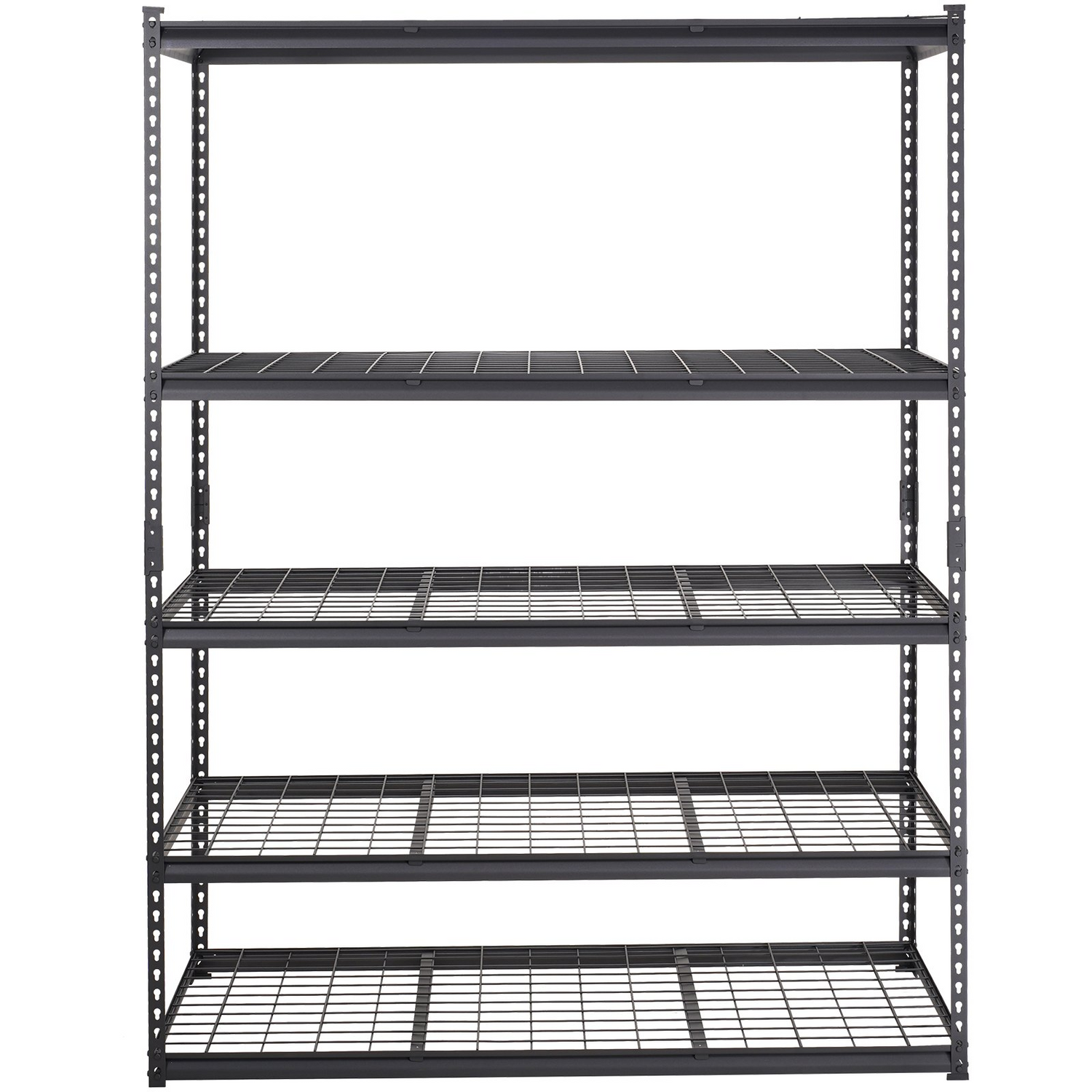 Start2Finish VEVOR 5-tier heavy-duty black metal storage shelving unit with adjustable shelves and large capacity for garage or pantry.