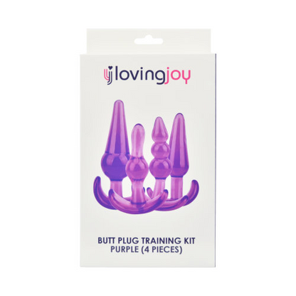 Start2Finish Loving Joy Butt Plug Training Kit in purple, featuring multiple tapered silicone plugs for gradual anal training.
