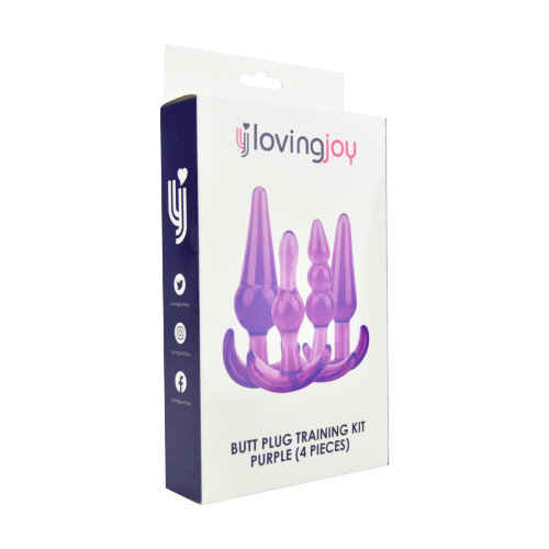 Start2Finish Loving Joy Butt Plug Training Kit in purple with multiple sizes for beginner anal training.