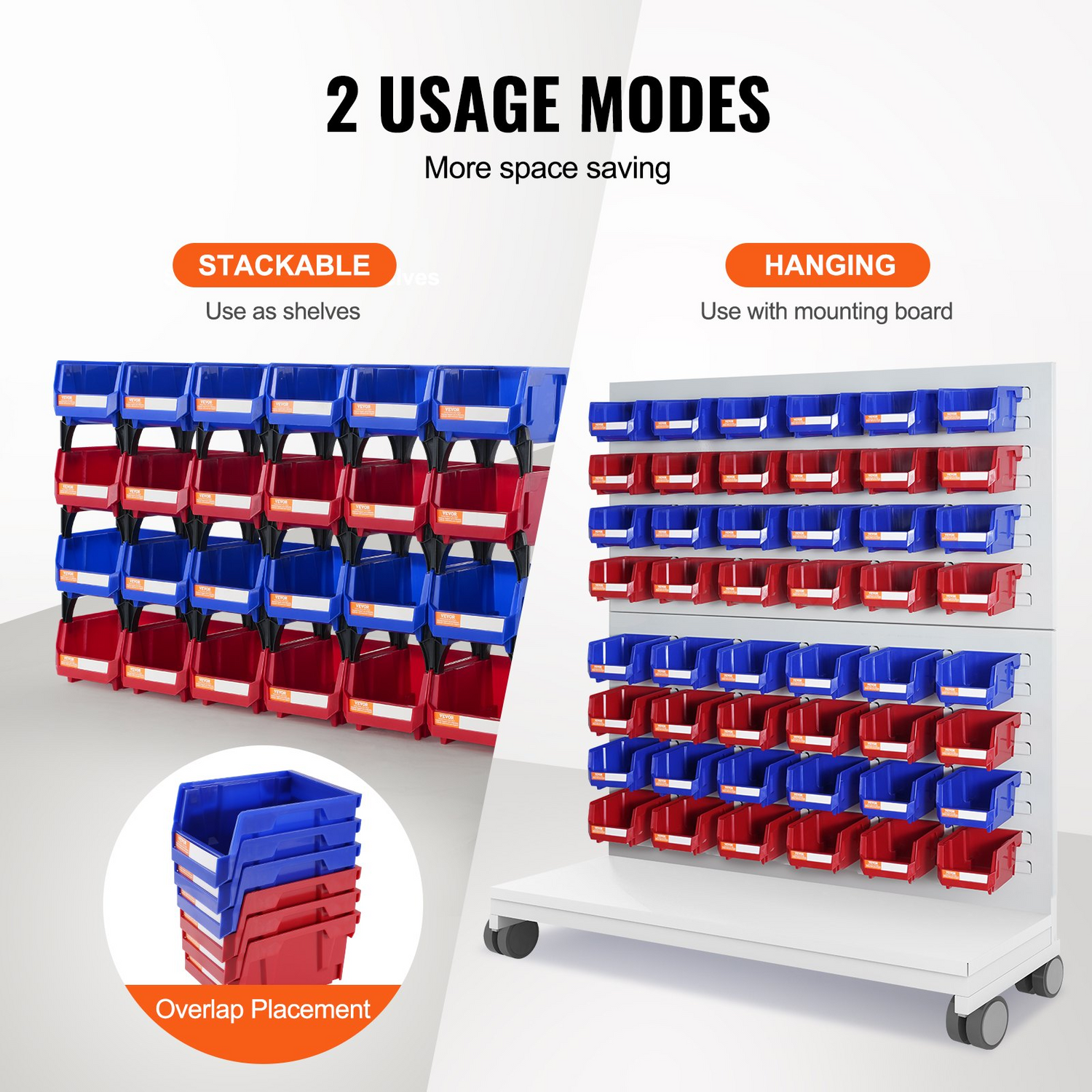 Stackable plastic storage bins from Start2Finish in blue and red, 5x4x3 inches, ideal for closet, kitchen, or office organization.