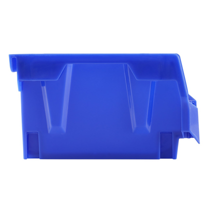 Stack of blue and red VEVOR plastic storage bins for closet, kitchen, or office organization, featuring hanging and stackable design.