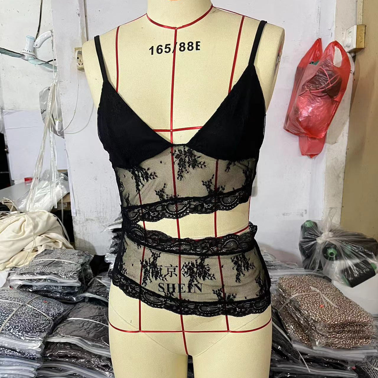 Lace Stitched Backless Small Sling Women V Neck Tank Top Underwear