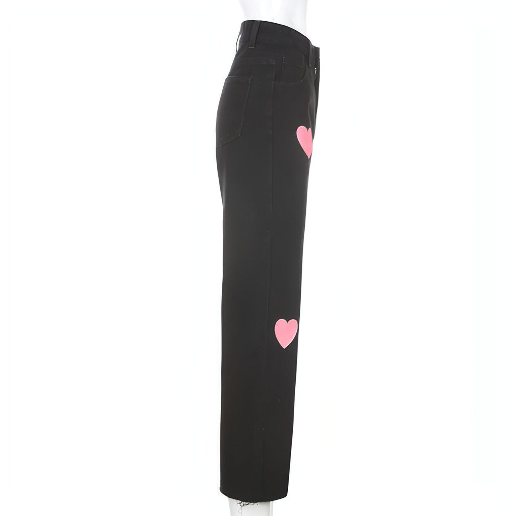UrbanEase™ Fashionable love printed jeans women