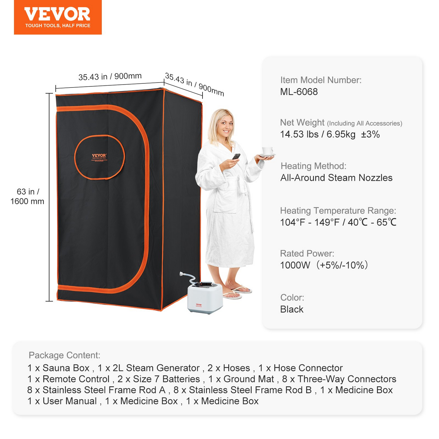 Start2Finish VEVOR portable steam sauna tent with full-size design, 1000W sauna blanket, remote control, and floor mat for home spa use.