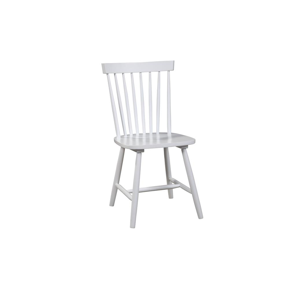 Set of 2 white Lyra side chairs by Start2Finish, featuring sleek modern design and sturdy wooden legs.