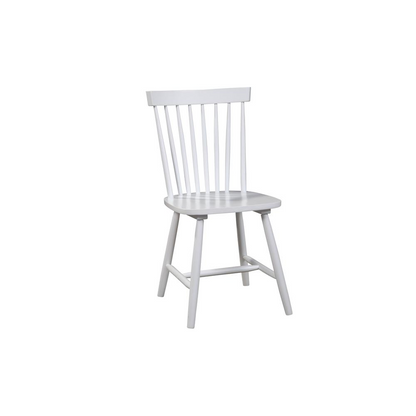 Set of 2 white Lyra side chairs by Start2Finish, featuring sleek modern design and sturdy wooden legs.