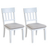 Set of two white Donham side chairs by Start2Finish with sleek, modern design and curved backs, perfect for dining or casual seating.