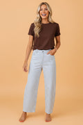 Stripe Denim High Waist Barrel Leg Jeans