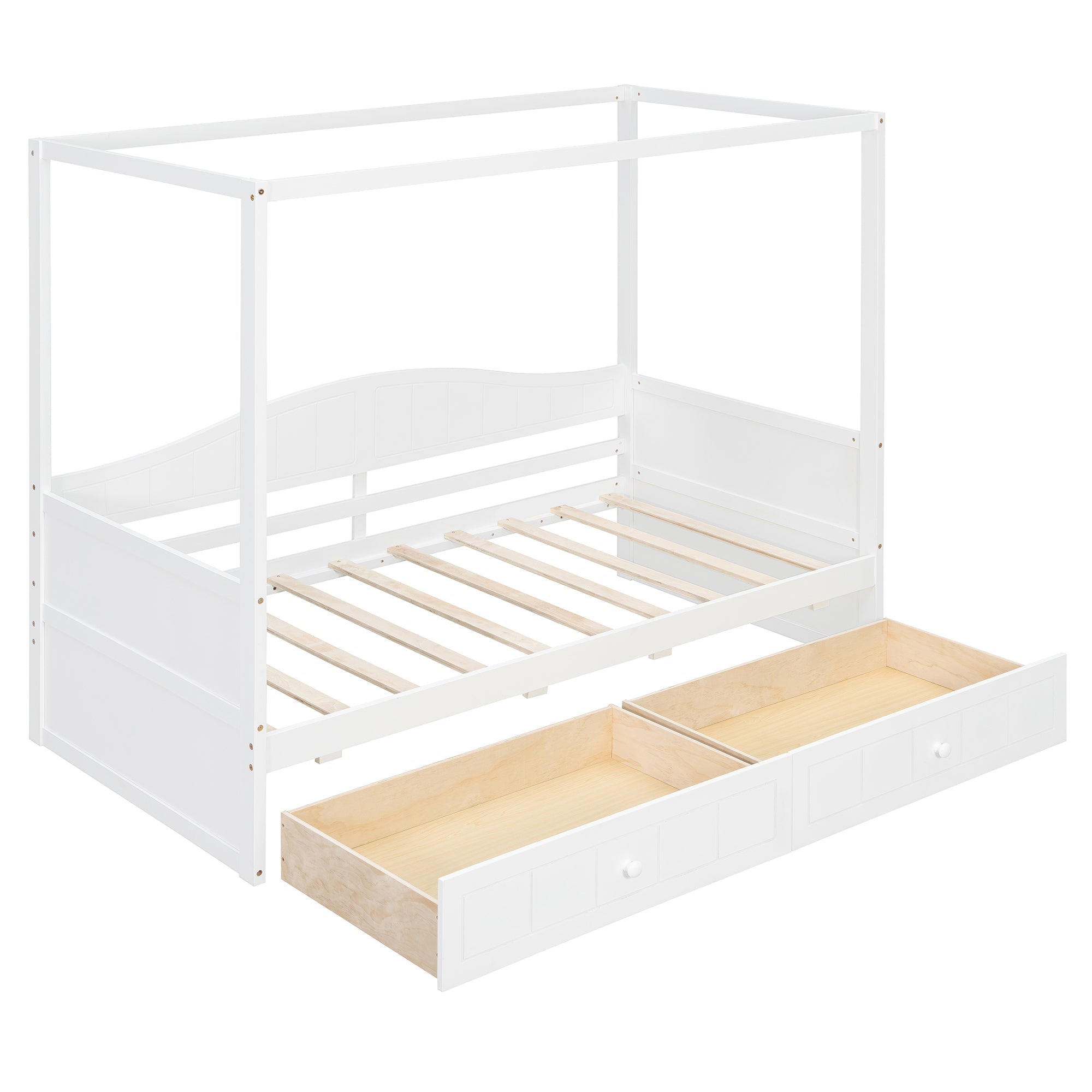 Twin Size Canopy Day Bed with 2 Drawers, Canopy Bed Frame for Bedroom