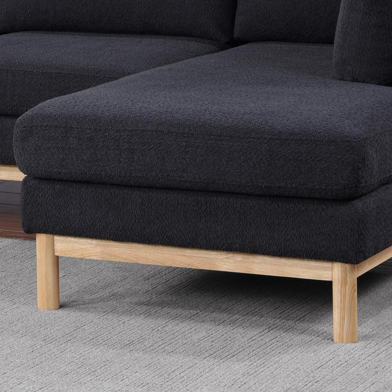 Black Sherpa 124-inch wide double chaise U-shape sectional sofa by Start2Finish, featuring plush Sherpa upholstery and modern design.