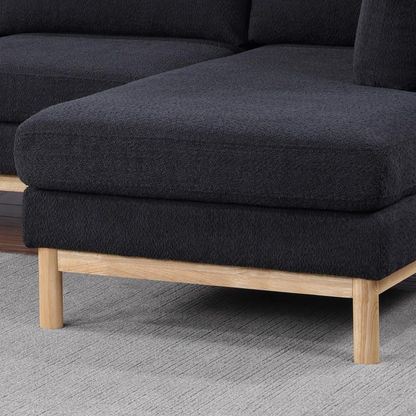 Black Sherpa 124-inch wide double chaise U-shape sectional sofa by Start2Finish, featuring plush Sherpa upholstery and modern design.