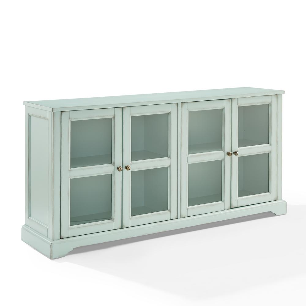 Start2Finish Holbrook glass door sideboard with wooden frame and two glass-paneled doors, modern storage furniture for living room.