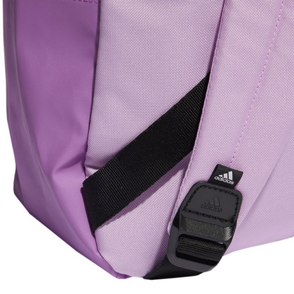 Start2Finish Adidas Classic Badge of Sport 3-Stripes Backpack with large logo and multiple compartments, black and white design.